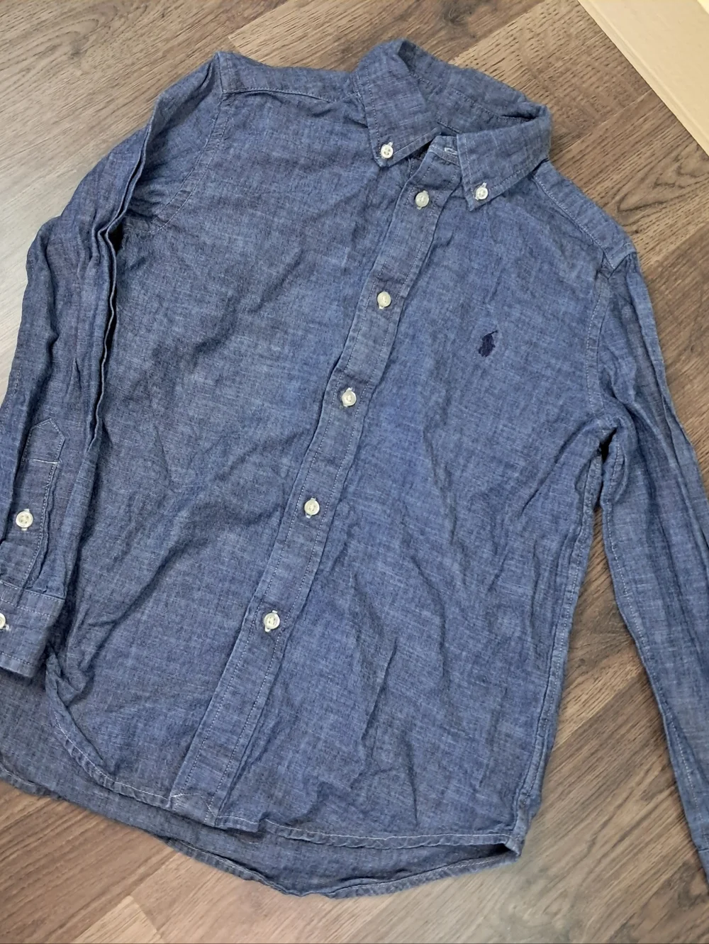 Ralph Lauren Shirt Boys Size 7 Blue Denim Button Up Long Sleeve